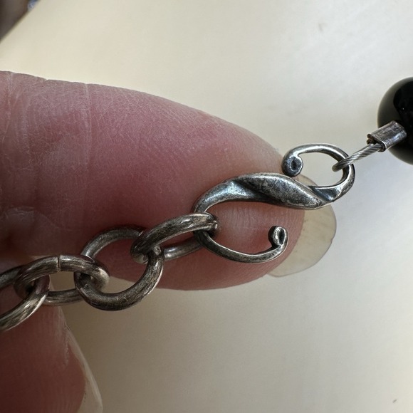 Vintage Artisan Beaded Necklace 18 Inch Black Onyx Art Glass 925 Sterling 60.8g - Picture 11 of 13